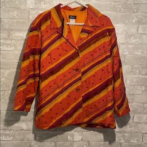 Zayla Bohemian Printed Orange Women’s Jacket Rare Size Medium